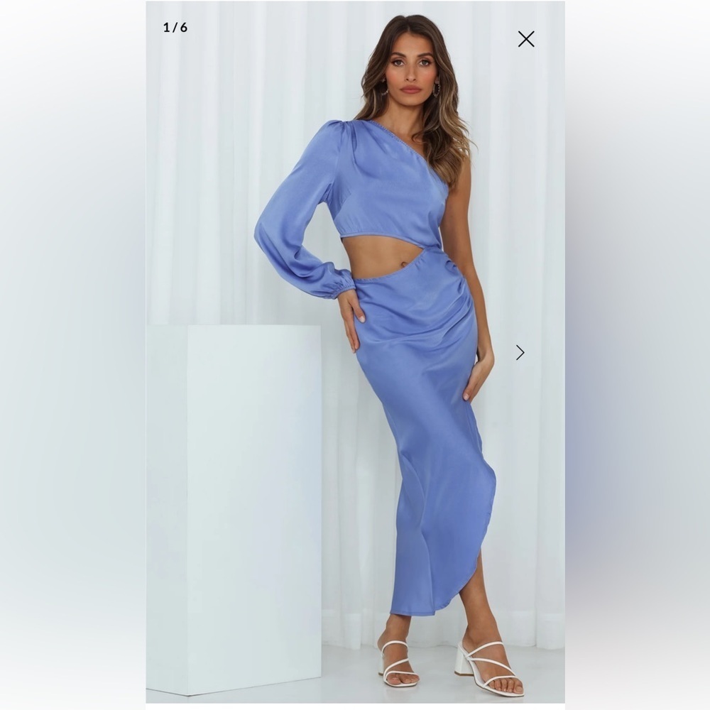 NWT Hello Molly “Classy Girl” One Shoulder Satin Midi Dress